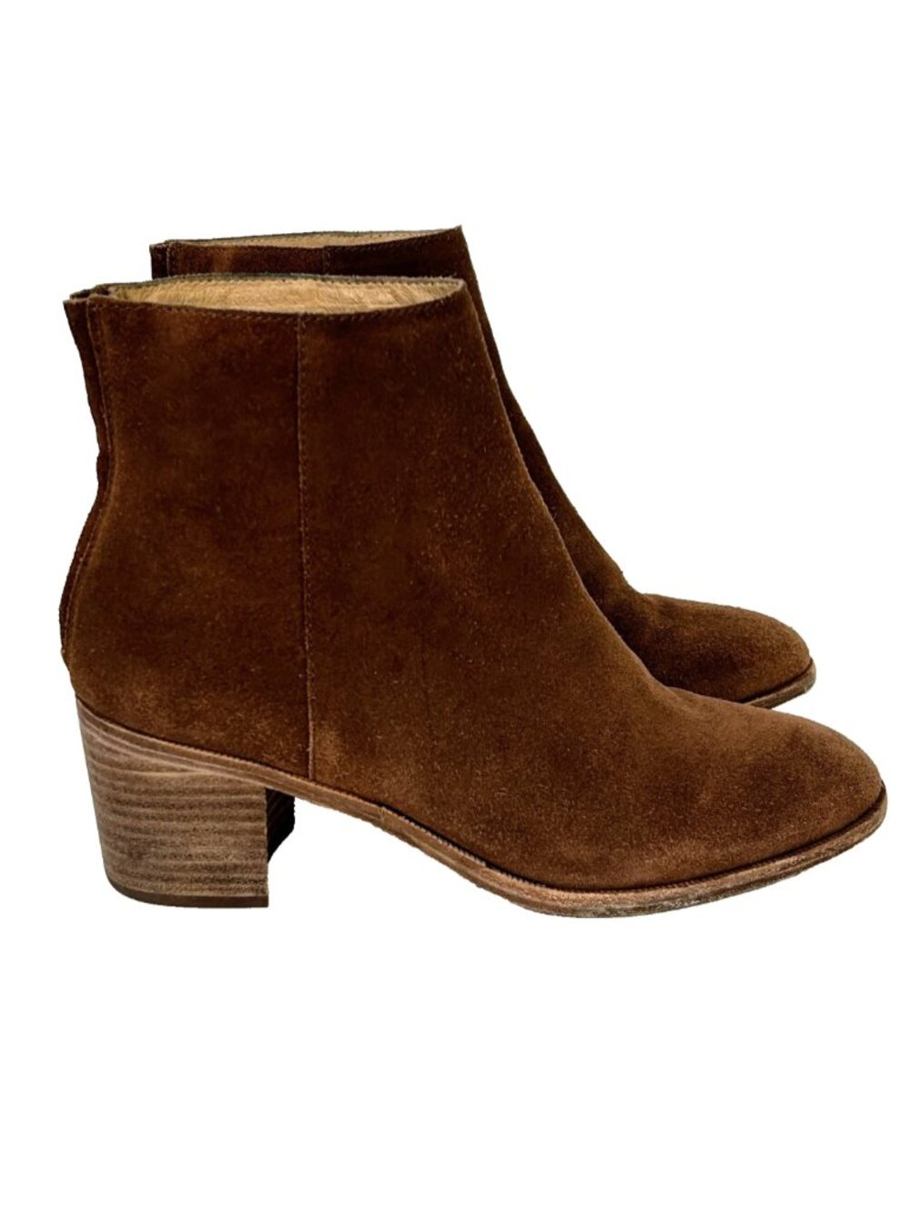 Madewell Pauline Boot Suede Leather Ankle Booties Cognac Brown Heeled Shoes 8